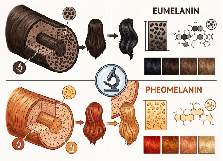 Eumelanina e feomelanina que determinam a cor do seu cabelo
