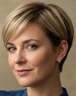 Corte pixie elegante com franja lateral