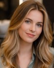 Cabelo longo loiro mel com ondas