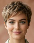 Mulher com um novo cabelo curto