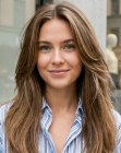 Cabelo liso longo e solto