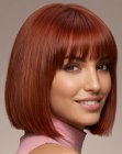 Cabelo super liso em um corte bob