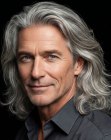 Visual para homens com cabelo comprido e grisalho