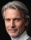 Visual para homens com cabelo m�dio-longo e grisalho