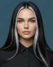 Cabelo preto com mechas brancas