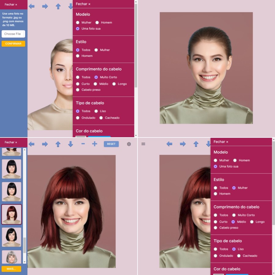 Cabelos virtuais, Experimente cortes de cabelo em uma foto sua