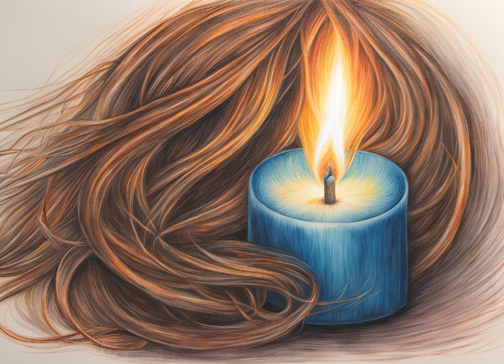 Cabelo inflam&aacute;vel e uma vela